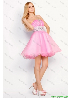 Modern Rose Pink Short Prom Dresses with Beading for 2016