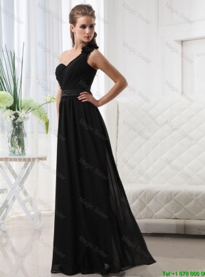 Modest Empire One Shoulder Prom Dresses with Belt