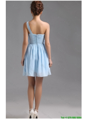 Perfect One Shoulder Ruching Short Prom Gowns for Holiday