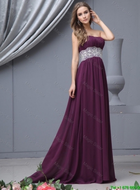 2015 Beautiful Strapless Laced Prom Dresses with Brush Train