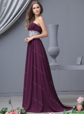 2015 Beautiful Strapless Laced Prom Dresses with Brush Train