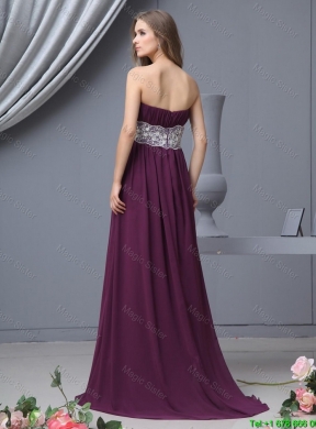 2015 Beautiful Strapless Laced Prom Dresses with Brush Train