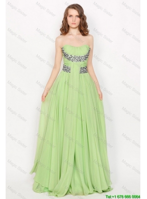 2015 Hot Sale Strapless Brush Train Prom Dresses in Apple Green