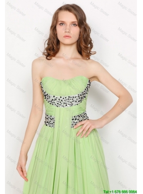 2015 Hot Sale Strapless Brush Train Prom Dresses in Apple Green