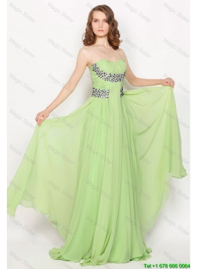 2015 Hot Sale Strapless Brush Train Prom Dresses in Apple Green