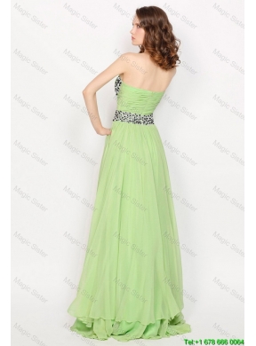 2015 Hot Sale Strapless Brush Train Prom Dresses in Apple Green