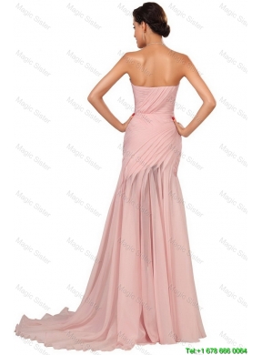 2015 Luxurious Side Zipper Ruched Prom Dresses with Asymmetrical