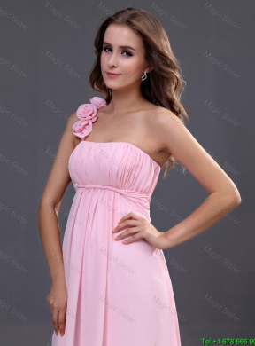 2016 Empire One Shoulder Prom Dresses with Hand Made Flowers