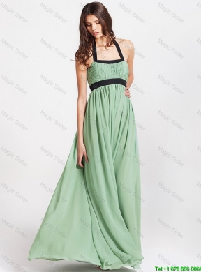 2016 Spring Modern Halter Top Prom Dresses with Ruching and Belt