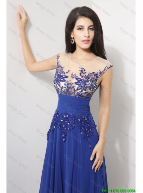 Discount Cap Sleeves Prom Dresses with Appliques and Beading