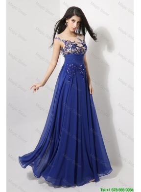 Discount Cap Sleeves Prom Dresses with Appliques and Beading