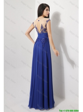 Discount Cap Sleeves Prom Dresses with Appliques and Beading