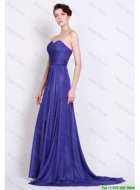 Luxurious Sweetheart High Slit Prom Dresses in Royal Blue