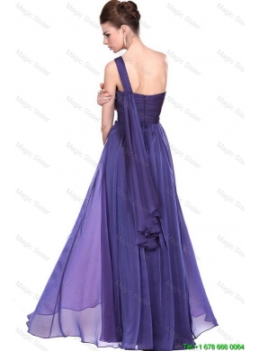 New Arrivals One Shoulder Purple Prom Dresses with Beading