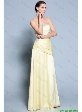 Wonderful Column Sweetheart Prom Dresses with Beading in Light Yellow