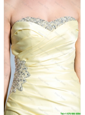 Wonderful Column Sweetheart Prom Dresses with Beading in Light Yellow