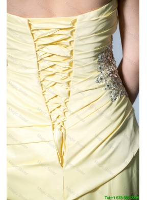 Wonderful Column Sweetheart Prom Dresses with Beading in Light Yellow