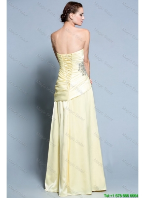 Wonderful Column Sweetheart Prom Dresses with Beading in Light Yellow