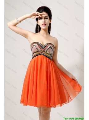 2015 Latest Beaded and Sequined Prom Dresses in Orange