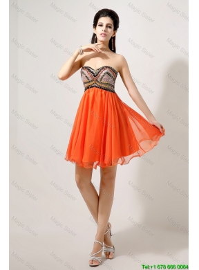 2015 Latest Beaded and Sequined Prom Dresses in Orange