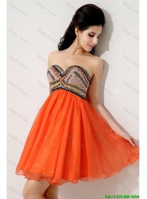 2015 Latest Beaded and Sequined Prom Dresses in Orange