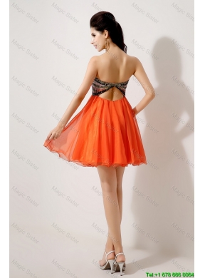 2015 Latest Beaded and Sequined Prom Dresses in Orange