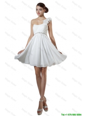 2016 Elegant Empire One Shoulder Short Prom Dresses in White