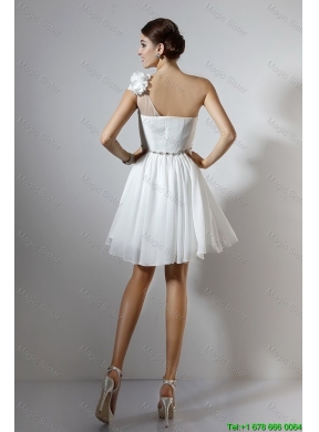 2016 Elegant Empire One Shoulder Short Prom Dresses in White