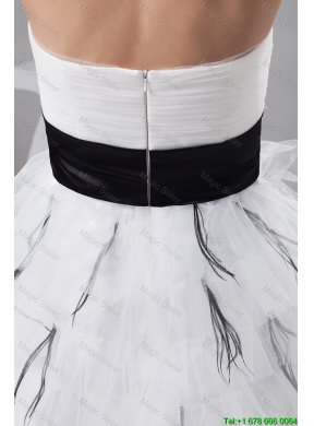 2016 Exquisite Belt and Ruffled Layers White Short Prom Dresses