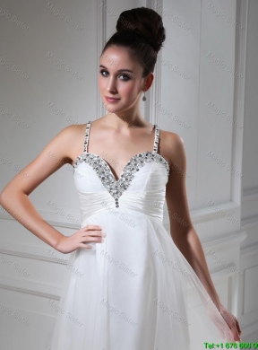 Best Selling Straps Beaded Tulle Prom Dresses in White