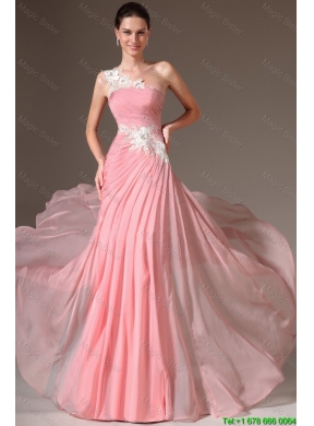 Classical Empire One Shoulder Prom Dresses with Appliques for 2016