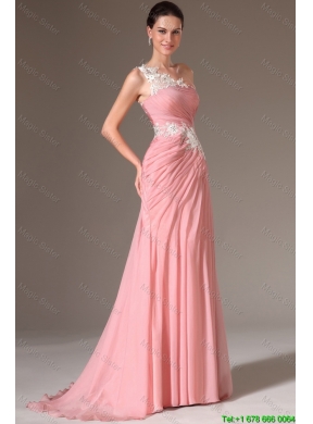 Classical Empire One Shoulder Prom Dresses with Appliques for 2016