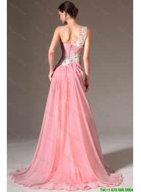 Classical Empire One Shoulder Prom Dresses with Appliques for 2016