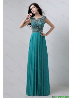 Discount Bateau Floor Length Prom Dresses with Beading