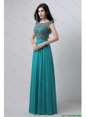 Discount Bateau Floor Length Prom Dresses with Beading