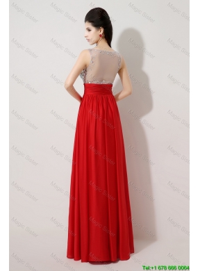 Fashionable Side Zipper Red Prom Dresses with Scoop