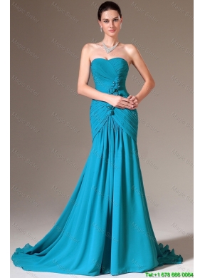 Luxurious Column Sweetheart Prom Dresses with Brush Train