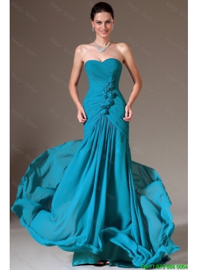 Luxurious Column Sweetheart Prom Dresses with Brush Train