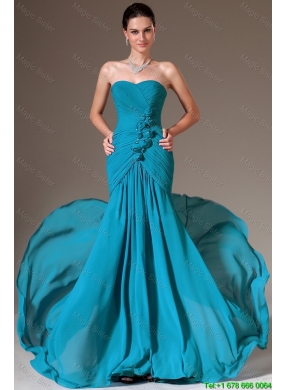 Luxurious Column Sweetheart Prom Dresses with Brush Train