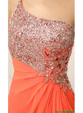 New Arrivals One Shoulder Prom Dresses with High Slit and Sequins