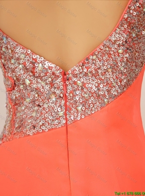 New Arrivals One Shoulder Prom Dresses with High Slit and Sequins