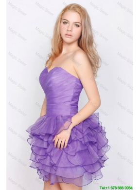 Pretty Sweetheart Lavender Short Prom Dresses with Ruffled Layers