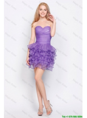 Pretty Sweetheart Lavender Short Prom Dresses with Ruffled Layers