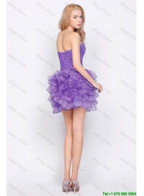 Pretty Sweetheart Lavender Short Prom Dresses with Ruffled Layers