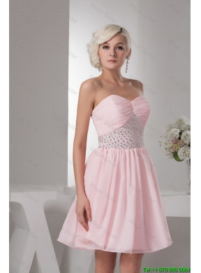 Classical Sweetheart Baby Pink Short Prom Dress with Beading