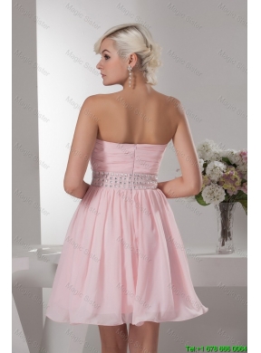 Classical Sweetheart Baby Pink Short Prom Dress with Beading