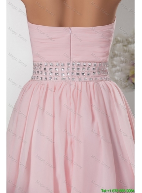 Classical Sweetheart Baby Pink Short Prom Dress with Beading