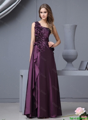 Elegant One Shoulder Beaded Prom Dresses with Hand Made Flowers