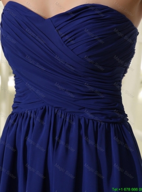 Simple Royal Blue Prom Dresses with Ruching for 2016