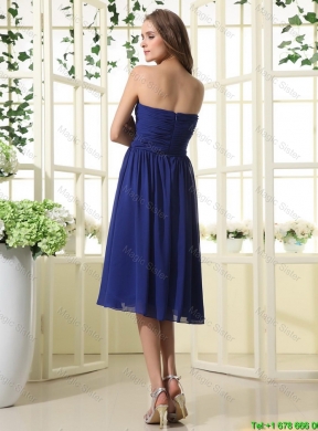 Simple Royal Blue Prom Dresses with Ruching for 2016